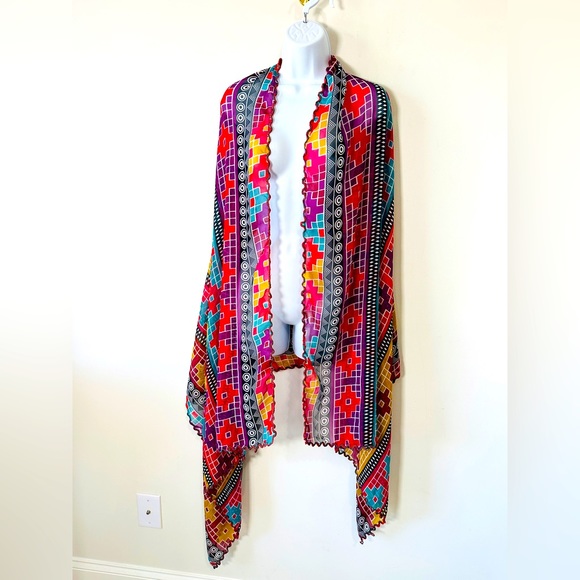 Large Abstract Geometric Rectangle Versatile Wear Scarf - Picture 3 of 14